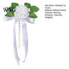 Fairy Tale Wedding Car Decor Artificial White Rose Decoration, Door Handle & Rearview Mirror Flower Bouquet All Weather Set with Satin Ribbon Bow And