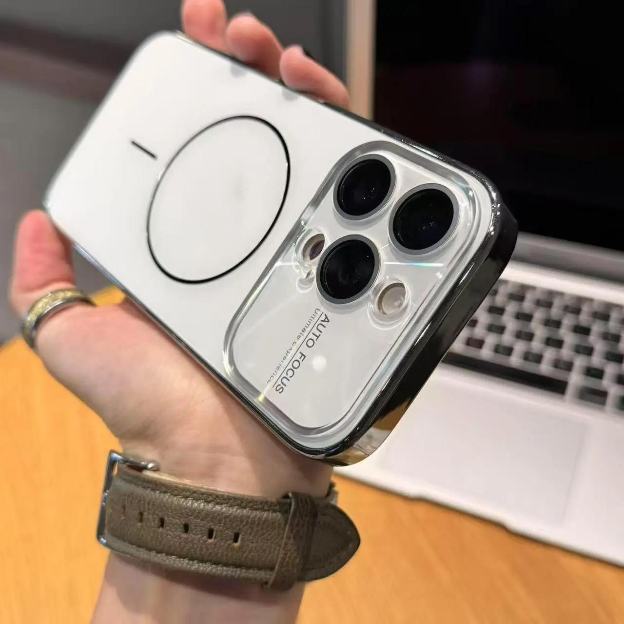 

Frosted Laser Camera For Magsafe Magnetic Case For iPhone 17 16 15 14 13 12 11 Pro Max 17ProMax Large Window Plating Matte Cover iPhone 14 Pro
