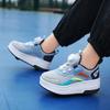Boys /Youth Roller Skates Shoes Removable Flat Shoes Tow Wheels Girls Roller Skates Sneakers for Kids