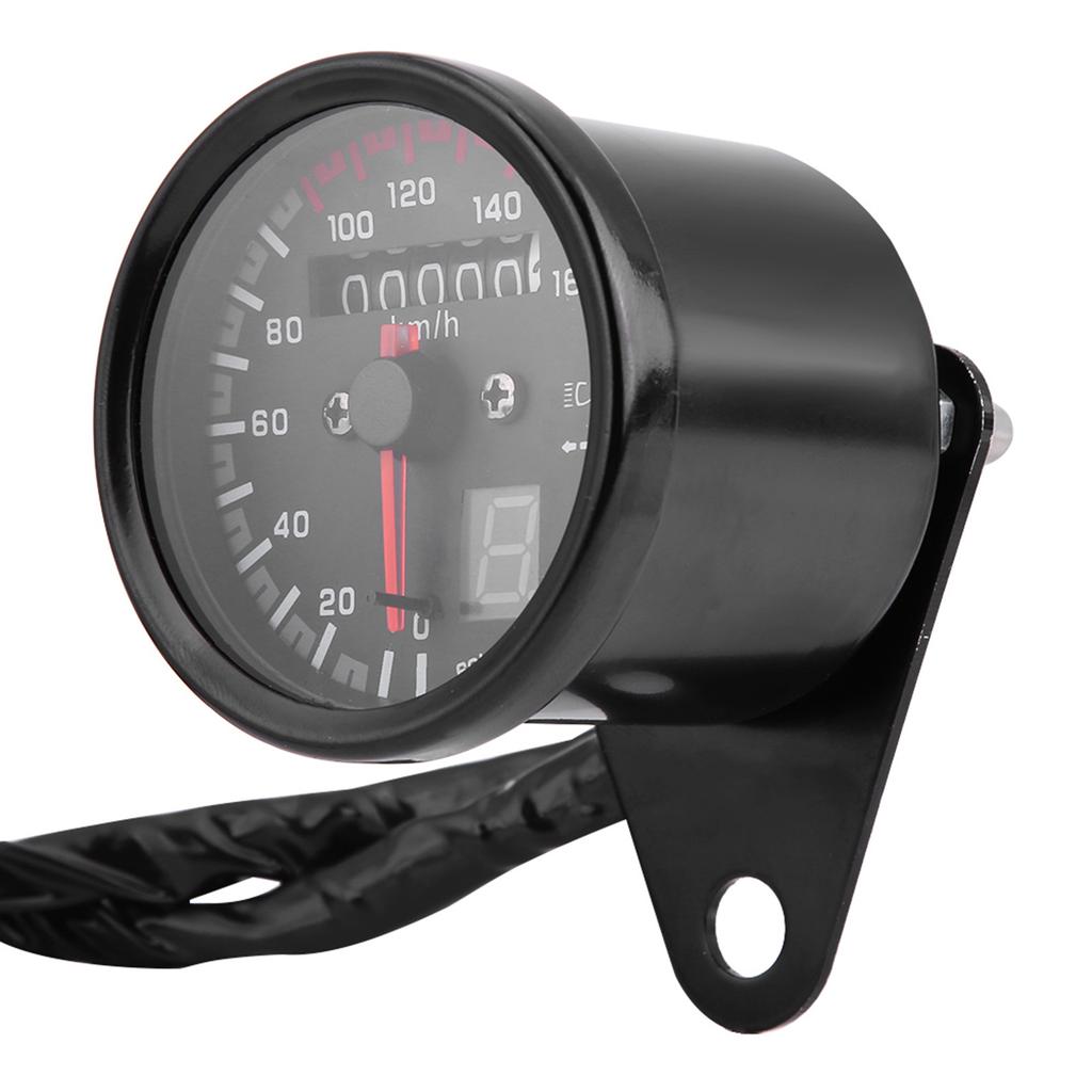 Universal Motorcycle Digital Odometer Speedometer Tachometer Gauge with LED Indicator Black
