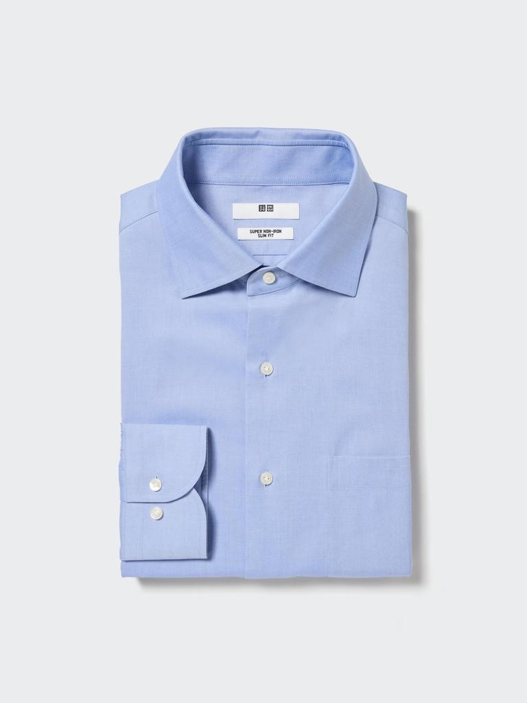Uniqlo Japan Super Non Iron Slim Fit Shirt  Semi Wide Collar  Long Sleeves 