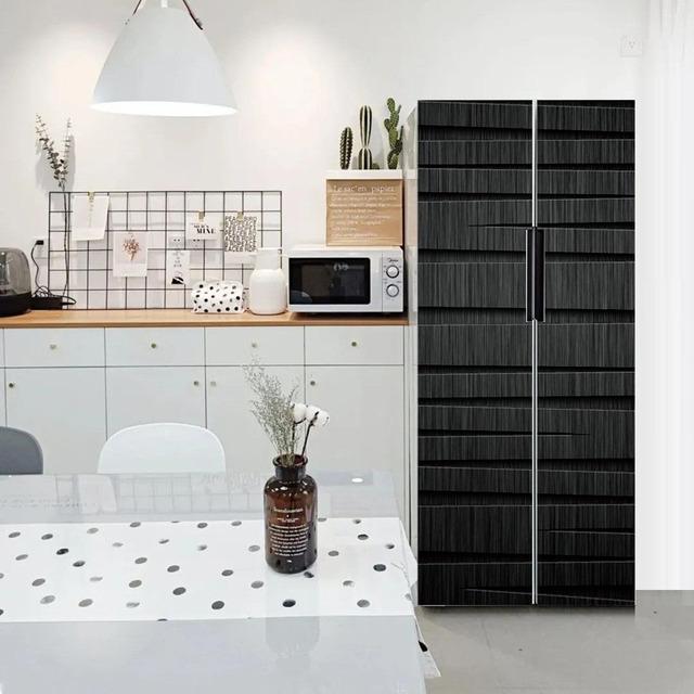 Water Droplets Geometry Line Pattern Self-Adhesive Refrigerator Freeze Sticker Kid's Art Fridge Door Cover Wallpaper Teenager 3D