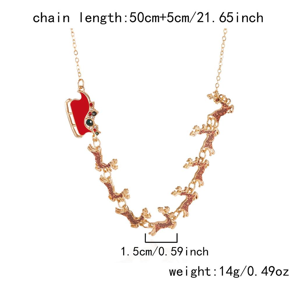 Christmas Style Multi-element Pendant Necklace Gold Snowman Gingerbread Man Necklace Festive Atmosphere Wearing Accessories
