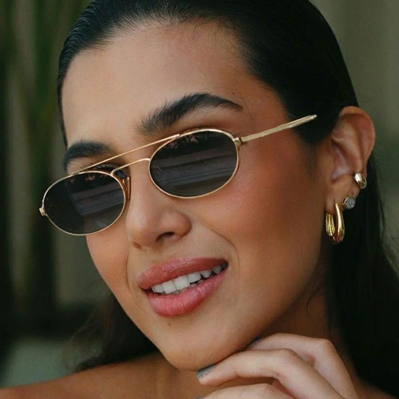 Vintage Style Women Sunglasses Oval Shape Double Bridge Sun Glasses for Men Driving Hiking Female Sunglasses