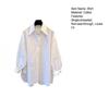 Long Sleeve Womens Shirt Loose Fit Blouse Cotton Solid Color Pointed Lapel Collar Spring Autumn Top for Work Travel Parties