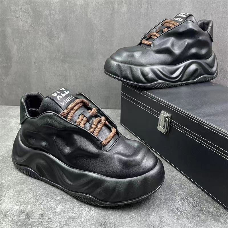 Chunky Sneaker Men Designer Soft Sole Running Shoes Fashion Casual Microfiber Leather Breathable Height Increased Platform Shoes