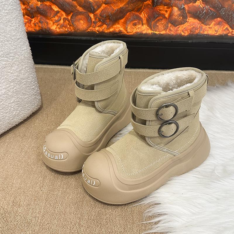 Internet celebrity cotton boots women's winter 2025 new super fire warm versatile thick sole non-slip velvet fur integrated cotton shoes