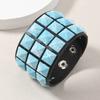Punk Hip-Hop Rhinestone Bracelet Retro Western Wasteland Hottie Leather Snap Bracelet for Women Jewelry HUANZHI New
