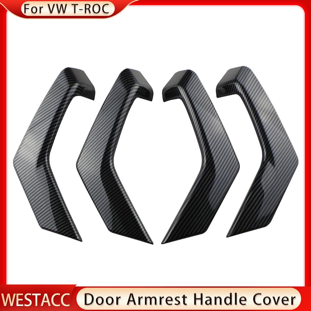 4Pcs ABS Auto Innentür Armlehne Griff Abdeckung Trim Aufkleber für Volkswagen VW T-ROC TROC 2018 - 2022 innen