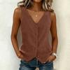 Women’s Fashion Sleeveless Vest Top Button Down Fitted Casual Lightweight Blouse for Daily Wear Office and Travel