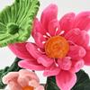 Finished Pipe Cleaner Flower Bouquet 2 Lotus Flowers 3 Lotus Leaves Artificial Chenille Stems Flower Craft for Vase Handmade Fake