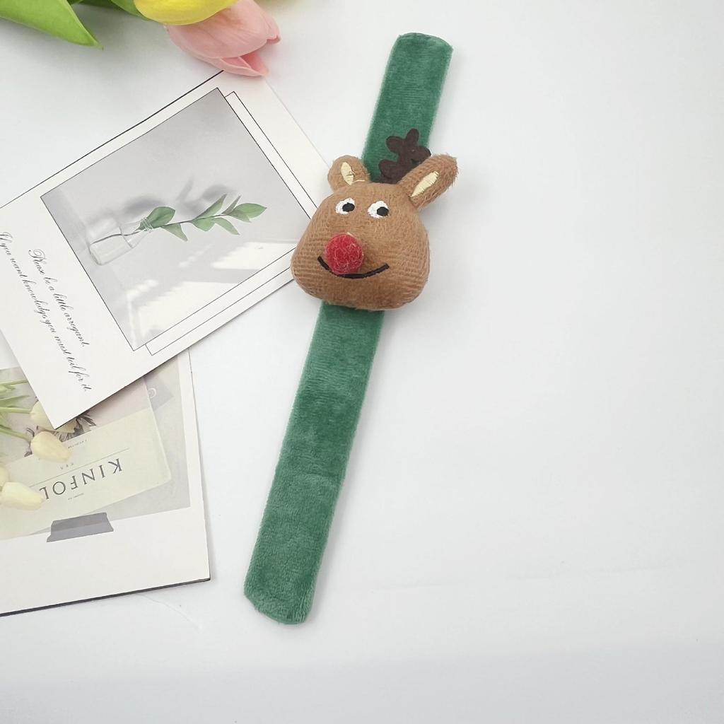 Christmas Plush Doll Snowman & Reindeer Slap Bracelet for Kids