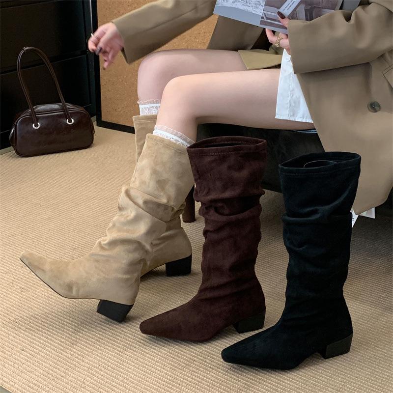 New fashion trend vintage western style women's pointed toe tall boots -Comfortable lightweight height increase not tired feet boots