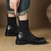 Krazing Pot Microfiber Autumn Winter Shoes Thick Med Heels Size 43 Chelsea Boots Back Knitwear Beauty Lady Stretch Ankle Boots