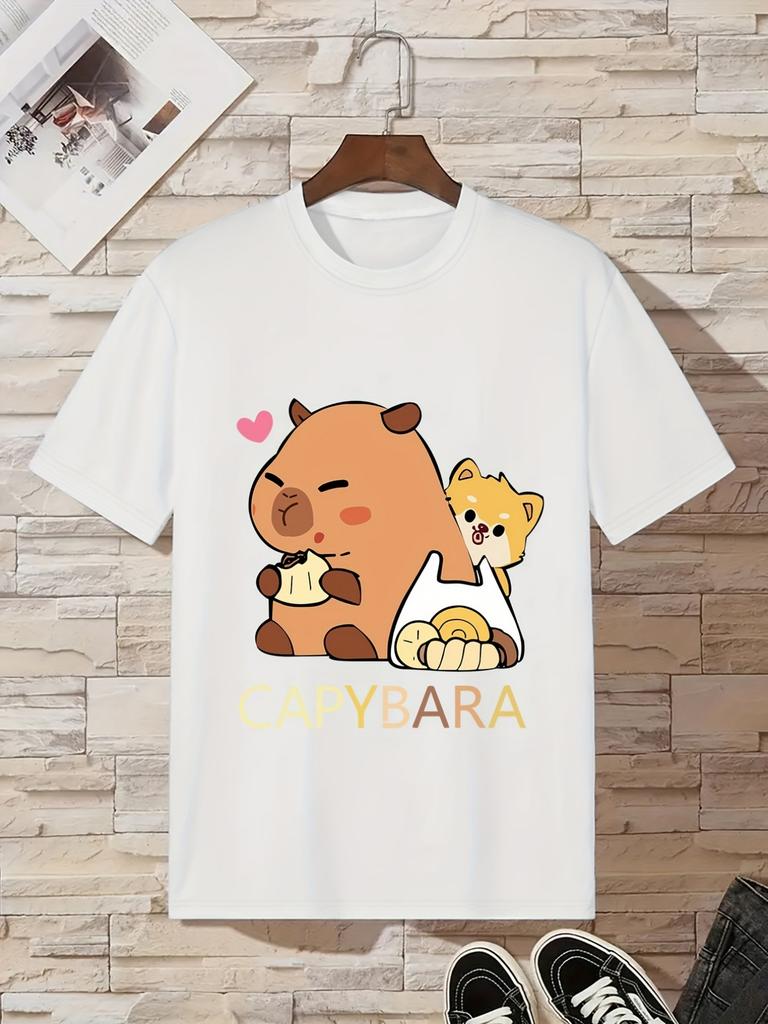 Children's Clothing Capybara Graphic T Shirts Short Sleeve Tops Tee Summer Kids Clothes Crew Neck T-Shirts Fashion Child T-Shirt