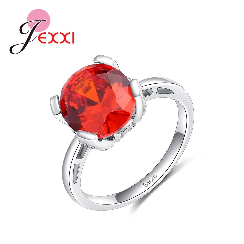 

Red Stone Ring Bague Rose 925 Sterling Silver Crystal Fashion Anniversary Jewelry For Women anel Engagement Wedding Rings 6