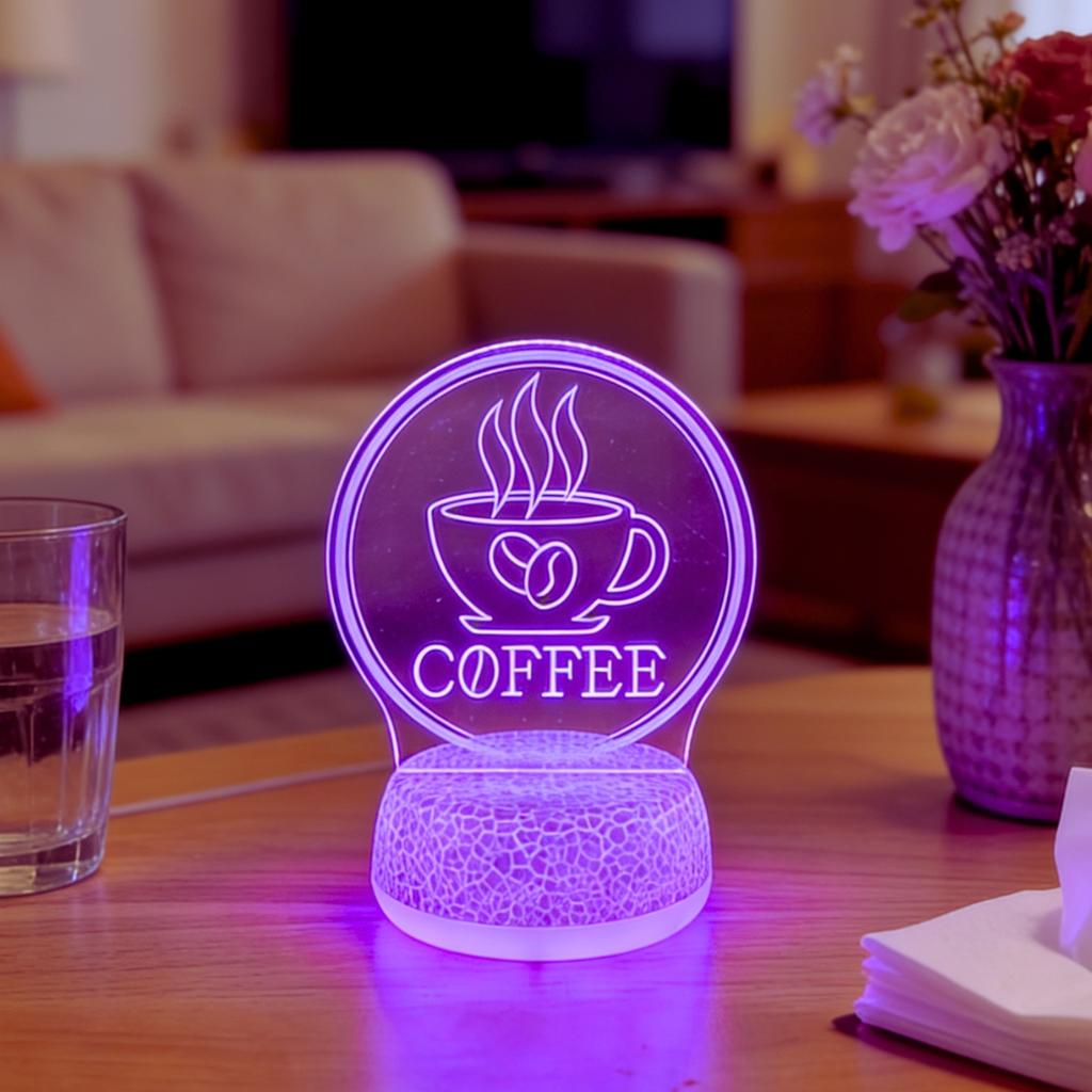 Retro coffee cup 3D night light, USB ambient desk lamp, study and bedroom decorative desk lamp, holiday gift night light.