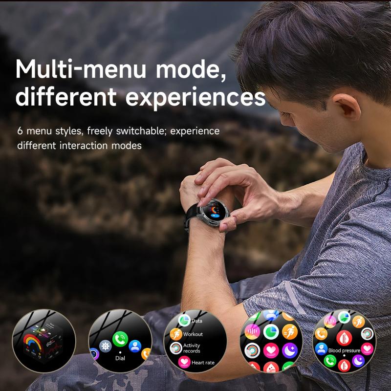 2025 Ny Militærutgave Smartklokke Menn 1000mAh Batteri 1,7-tommers AMOLED HD-skjerm Bluetooth-anrop Klokke Smartklokke LED-lommelykt