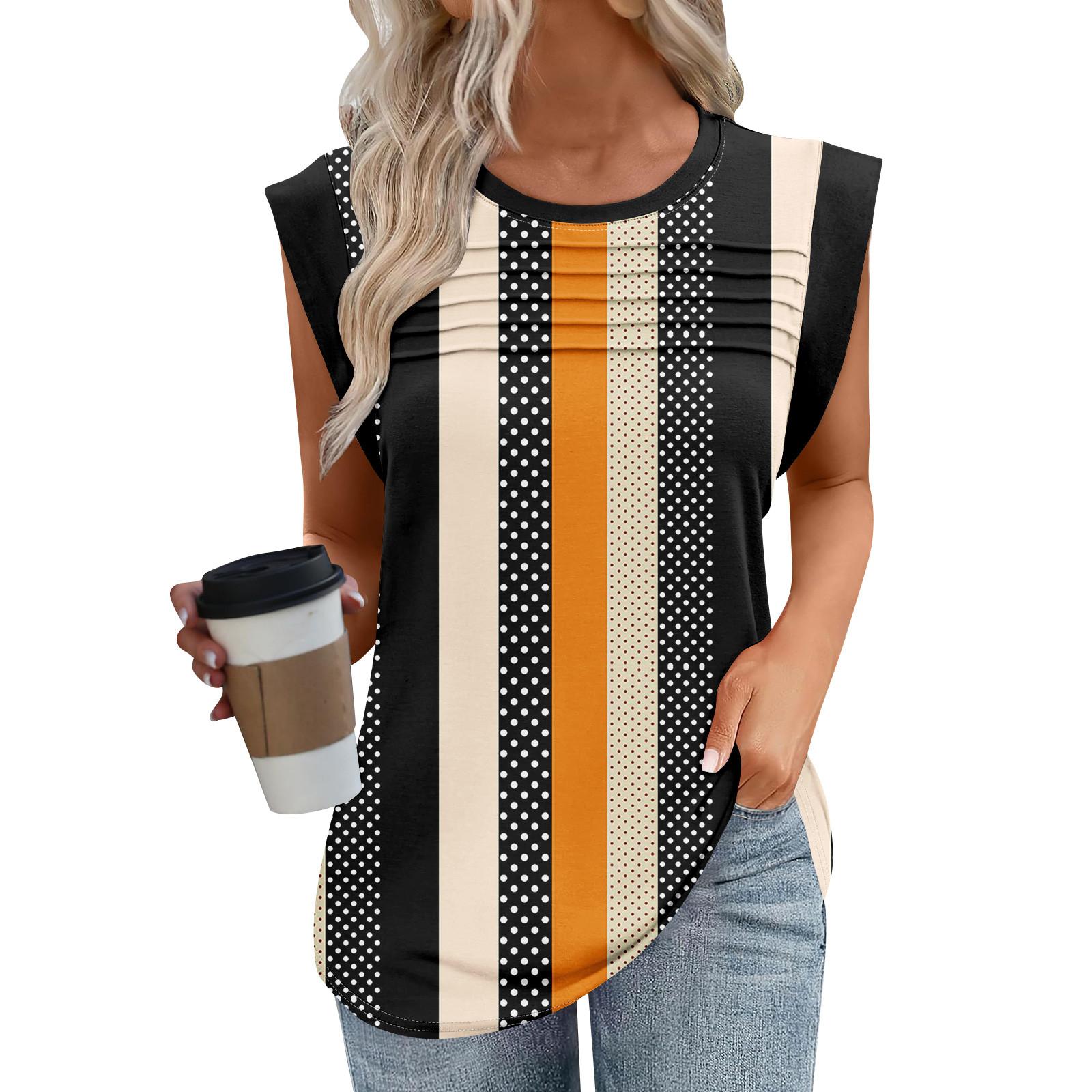 

Женская майка-топ, летняя, нарядная, повседневная, свободного кроя, плиссированные рубашки, футболки с короткими рукавами XL оранжевый