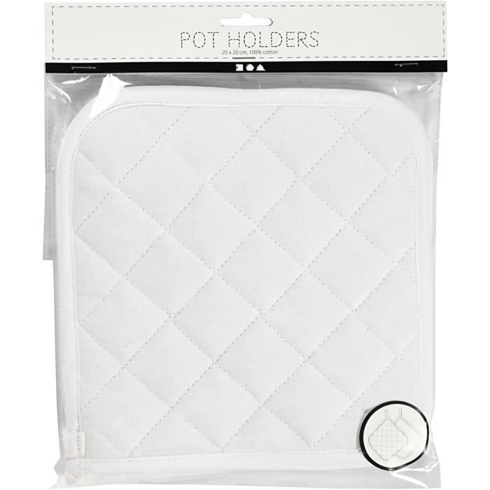 Potholders - Creotime - 20x20 Cm - 1 Pair - Cotton - White