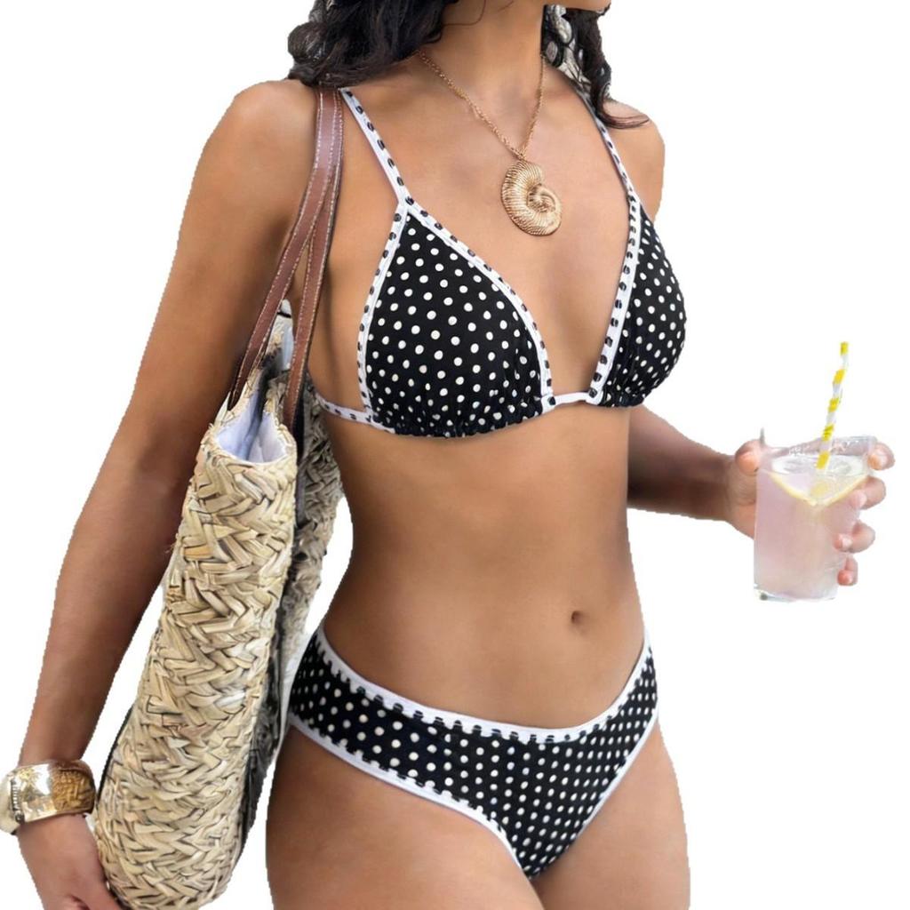 Costume da bagno bikini a triangolo sexy con perizoma, spaccato, costume da bagno da donna