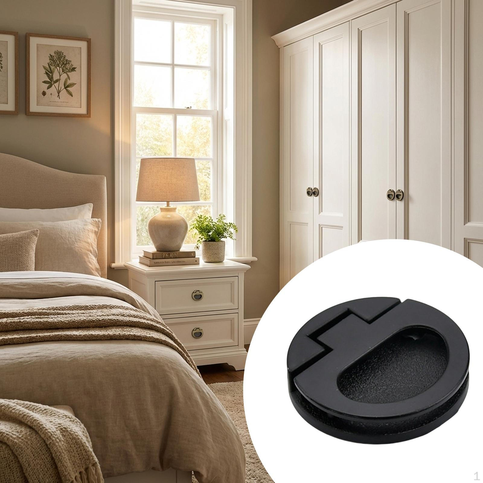 Handle, Multifunctional Fittings, Easy Installation for Drawer Cabinets Black