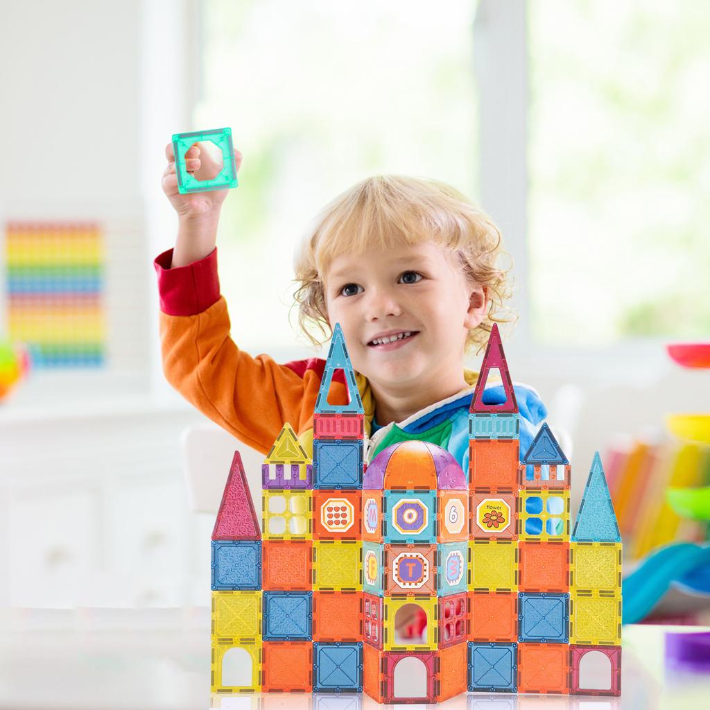 3D Magnetic Building Blocks Educational Set 77 Pieces