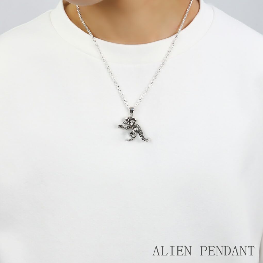 Gin no Alien Pendant No Silver Xenomorph 3D [Shinjuku Kura] Top, Charm, Chain, 925, Statue, Monster, Sci-Fi, Horror, Movie, Men's