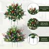 Pre-lit Christmas Tree Urn Filler Battery Operated Artificial Xmas Tree with Cones Berries Holiday Porch Planter Filler with Tripod Stake And LED