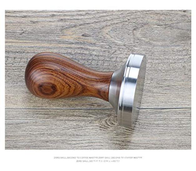 FUN COFFEE Espresso Tamper, 58mm Flat Stainless Steel with Wooden Handle (co-0013)