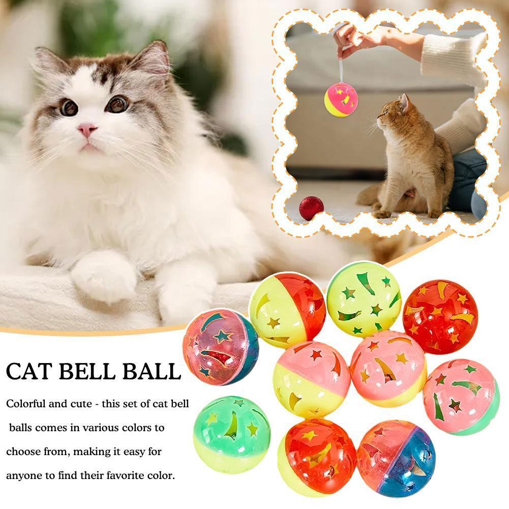 Plastic Pet Cat Kitten Play Balls Jingle Bell Pounce Rattle Toy Colourful Cat Pet Supplies