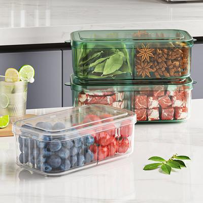 Fridge Storage Containers for Fruits Vegetables with Adjustable Air Vent Removable Basket BPA-Free Crisper Box for Organizing Snacks