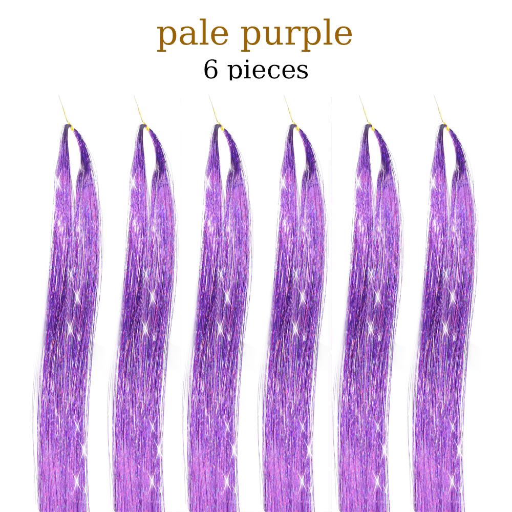 48 Inch Synthetic Hair Tinsel Kit With Tool 1200 strands Tinsel Hair Extensions 12 Colors Fairy Hair Tinsel Sparkling Shiny Hair