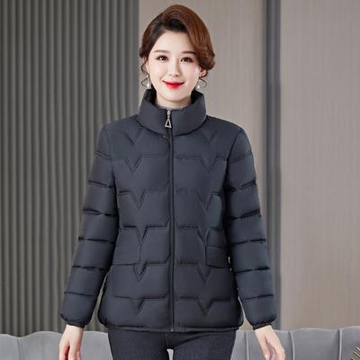 Winter Middle-aged Mother Cotton-padded Jacket Short Fashion Cotton-padded Jacket Women's Winter Loose Stand-up Collar Warm Jacket