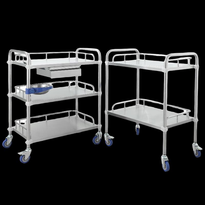 Thickened Stainless Steel 2-Tier Medical Trolley