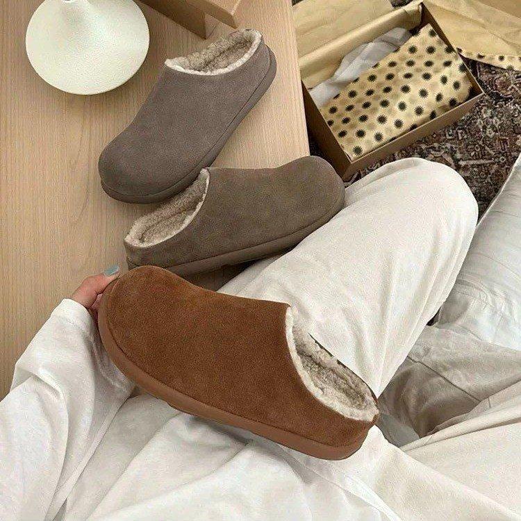 [Armano] Petit sac à chaussures de patate tête pantoufles moelleuses femmes portent muller bout pointu bottes de neige en hiver