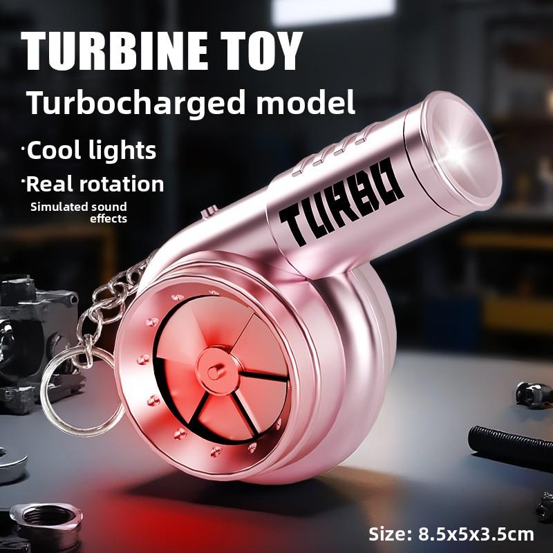 Llavero Portátil de Simulación de Turbina Turbo con Luz LED y Sonido Simulado Juguete Fidget Colgante para Aliviar el Estrés Regalo para Entusiastas de Coches