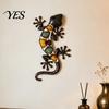 3D Metal Relief Art Gecko Lizard Wall Decor, Colorful Painted Iron Art, Pastoral Style Home Decor Outdoor Farmhouse Hanging Ornament for Garden Fence