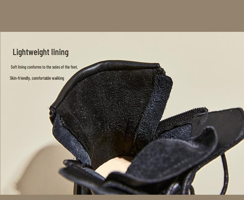 2025 Autumn Vintage Leather Women's Martin Boots with Dual Zippers - Korean Style, Flat Bottom Casual Shoes