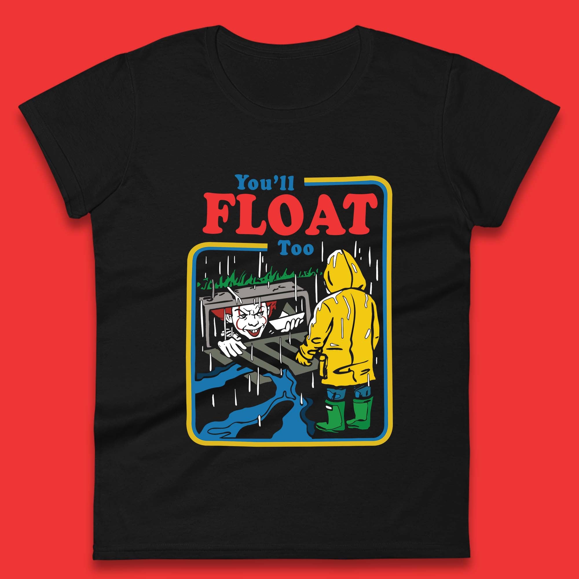 You ll Float Too IT Clown Happy Halloween Pennywise Womens Tee T Shirt Mens Tops Unisex Top M