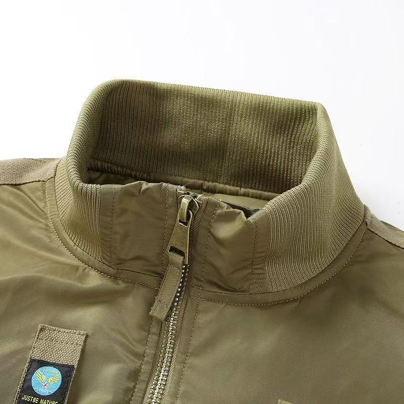 Autumn-Winter MA1 Cotton-Padded Thick Pilot Workwear Baseball Jacket, Loose Fit, Plus Size