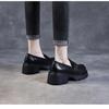 Women's Spring and Autumn Thick-heeled Thick-soled Loafers British Style Retro Soft Leather Shoes