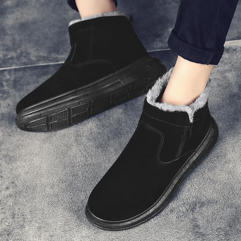Winter Warm Plush Men Snow Boots Suede Boots Soft Soles Ankle Boots Non-Slip Men Winter Shoes Platform Short Boots Causal Shoes