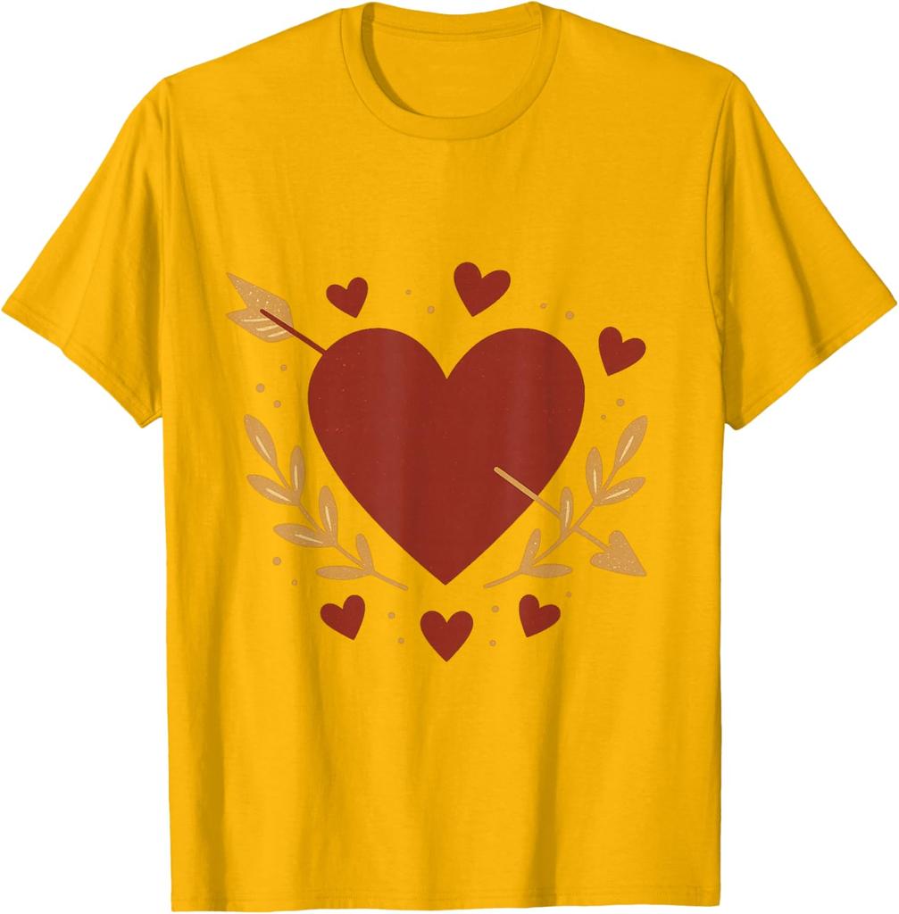 Amorpfeil Herz Muster Lässiges Herren Baumwoll Grafik T-Shirt Tägliches Kurzarm T-Shirt