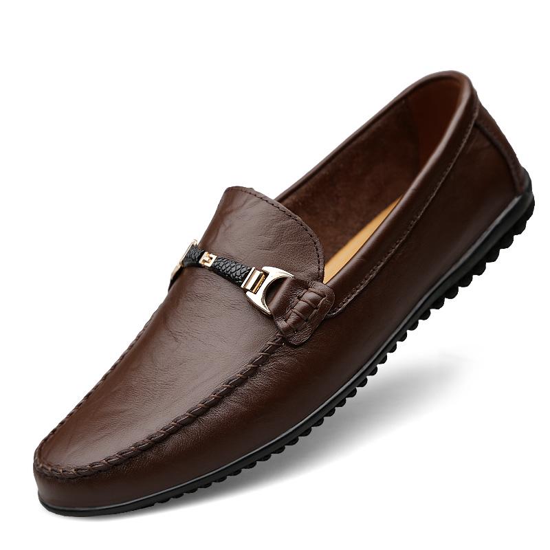 2025 Penny Loafers Men Boat Shoes Casual Breathable Mens Shoes Moccasins Slip On Flats Leather Mens Driving Shoes Male Footwear