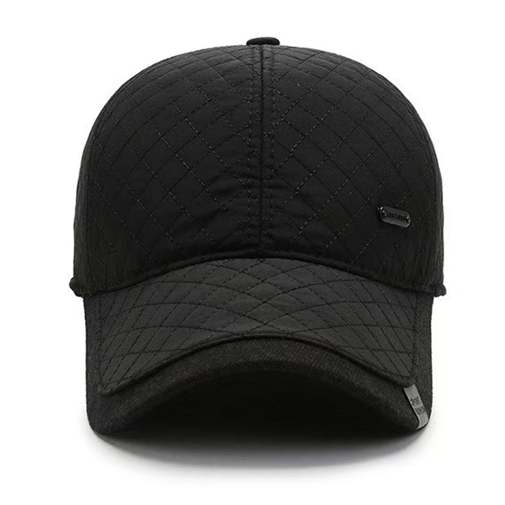 Fashion Diamond Grid Ear Protection Baseball Cap Winter Middle-aged and Elderly Warm Hat Leisure Travel Outdoor Hats Golf Caps