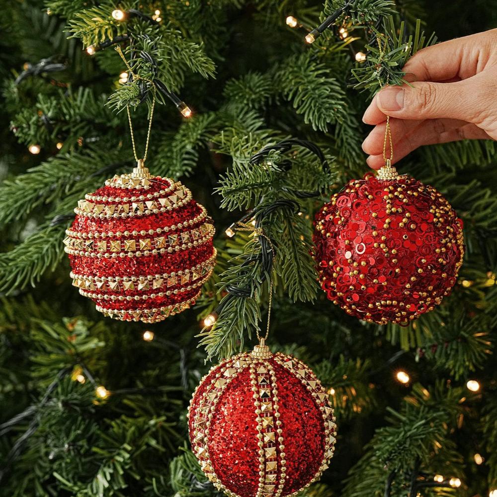 Foam Christmas Ornament Powder Coated Ball Foam Ball Pendant Xmas Bauble  Holiday Party Decor