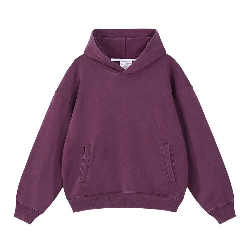 

Свитер с капюшоном из чистого хлопка в стиле ретро, американский, однотонный, для мужчин и женщин. XXXL