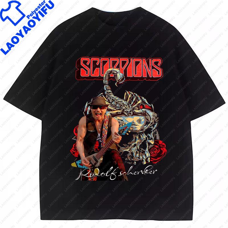 T-shirt Scorpions Forever Classic Maglietta da Banda Rock Unisex T-shirt in Poliestere Top Manica Corta Girocollo Idea Regalo Abbigliamento
