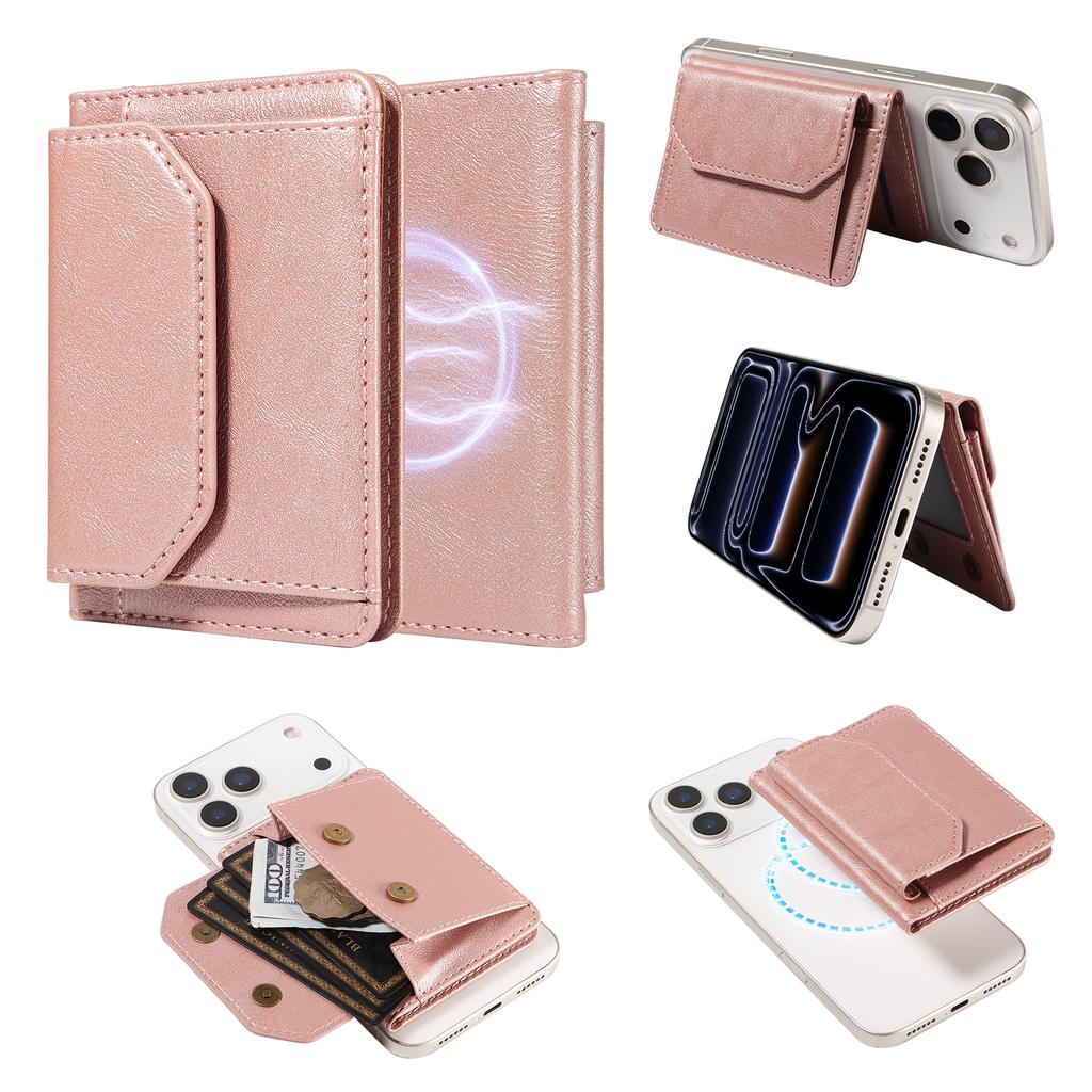 Magnetic Detachable Phone Card Holder 4 Card Slots Anti Theft RFID Blocking Wallet Phone Stand Function